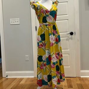 Boden Maxi Floral Ruffle Dress - size 4US/8UK